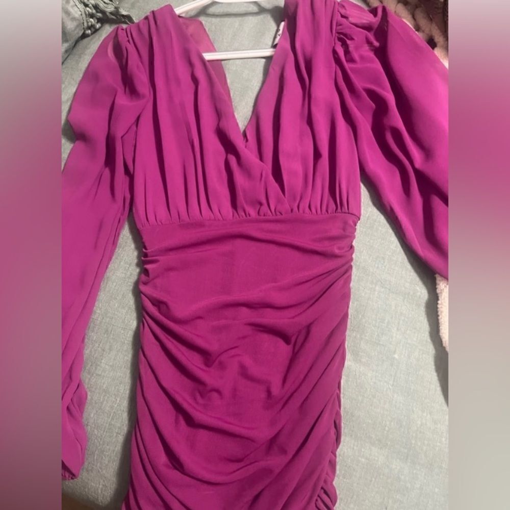NEW HELLO MOLLY Purple Long Sleeve Mini Dress - Picture 6 of 6